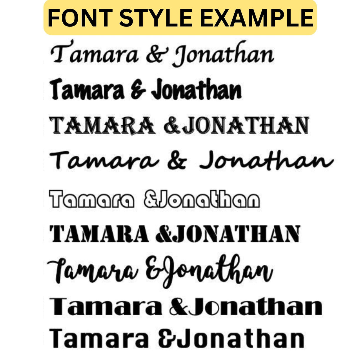 a group of different font styles on a white background