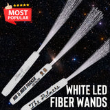 three white led fiber wands with the words most popular