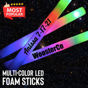 a pair of multi - color led foam sticks